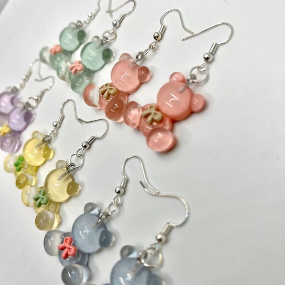 Teddy Bear Earrings - Gender Reveal Earrings - Baby Shower Earrings - DDLG Earri - Picture 3 of 10